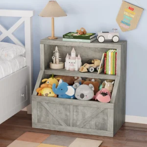 Kids Wooden Bookshelf Organizer